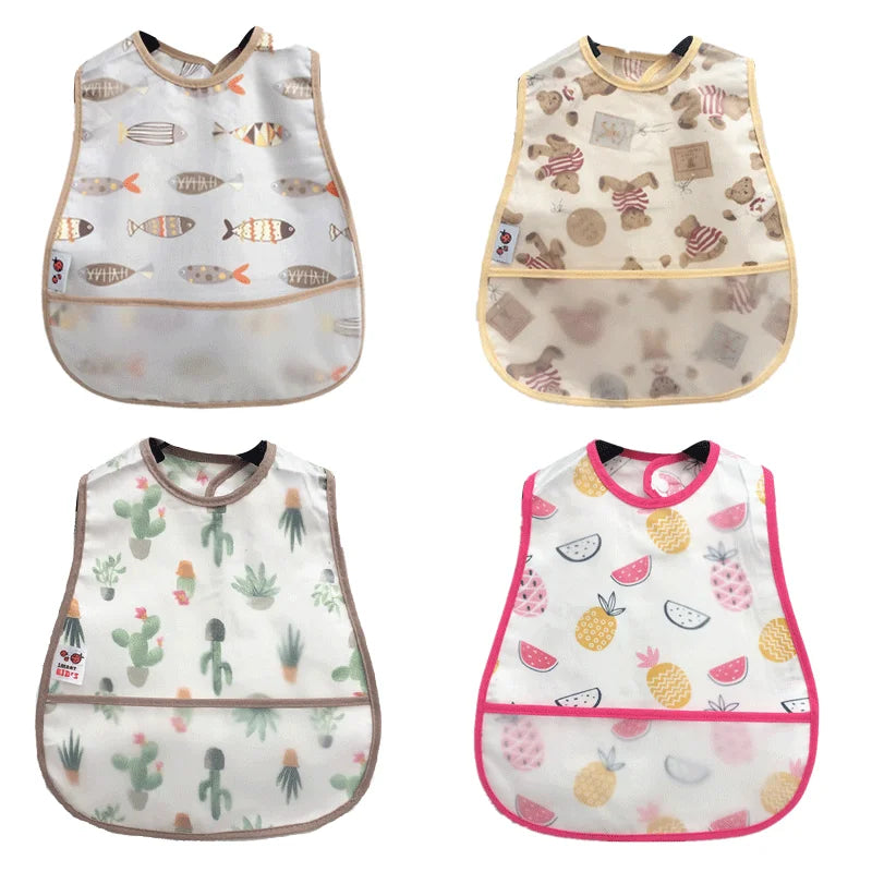 Cartoon EVA Waterproof Baby Bib with Pocket Feeding Apron