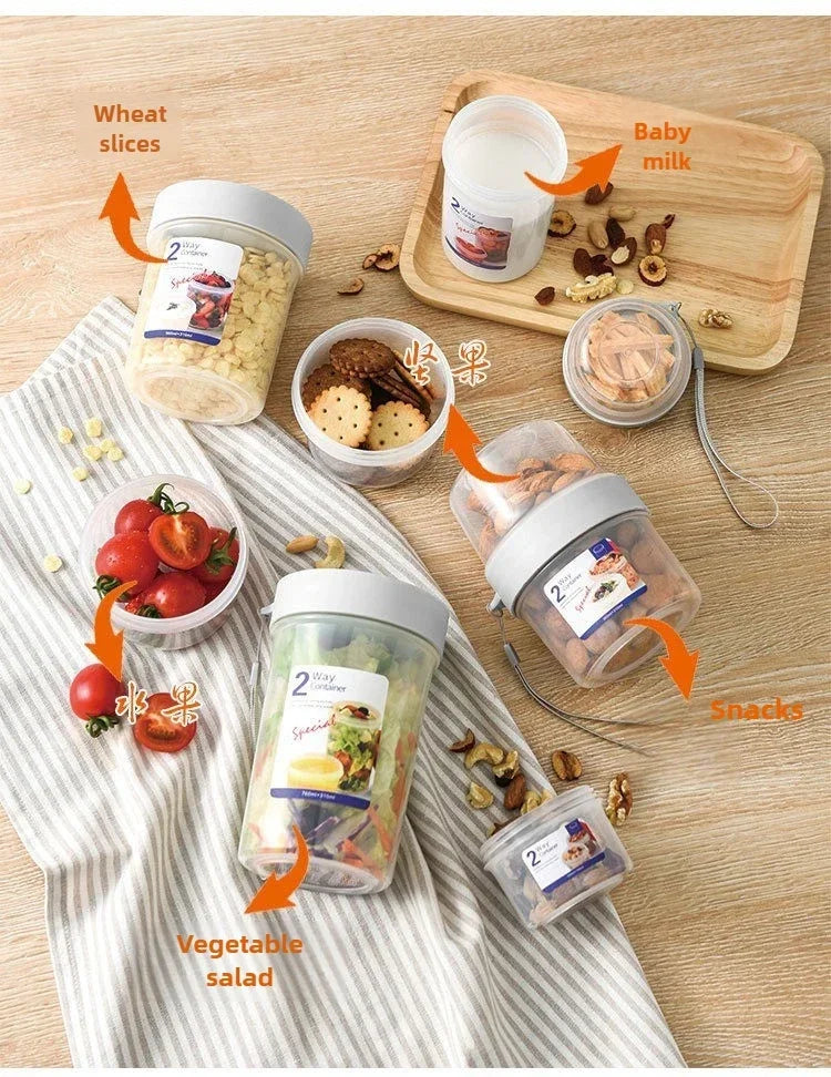 Oatmeal Yogurt Lunch Box Set Sealed Breakfast Bento Container with Fork