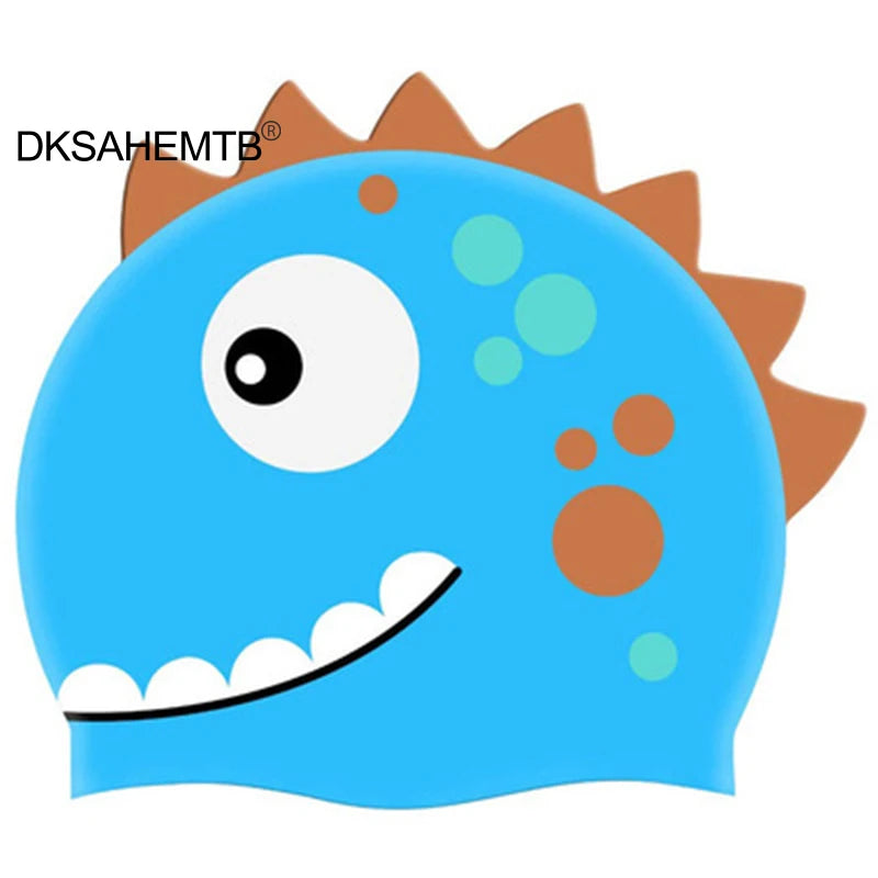 Dinosaur Silicone Swimming Cap Waterproof Long Hair Swim Hat