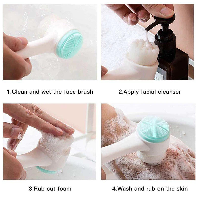 3D Silicone Facial Cleansing Brush Double Sided Soft Exfoliator