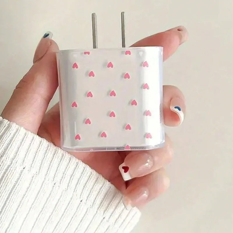 Transparent Pink Love Charger Case for iPhone 18W/20W