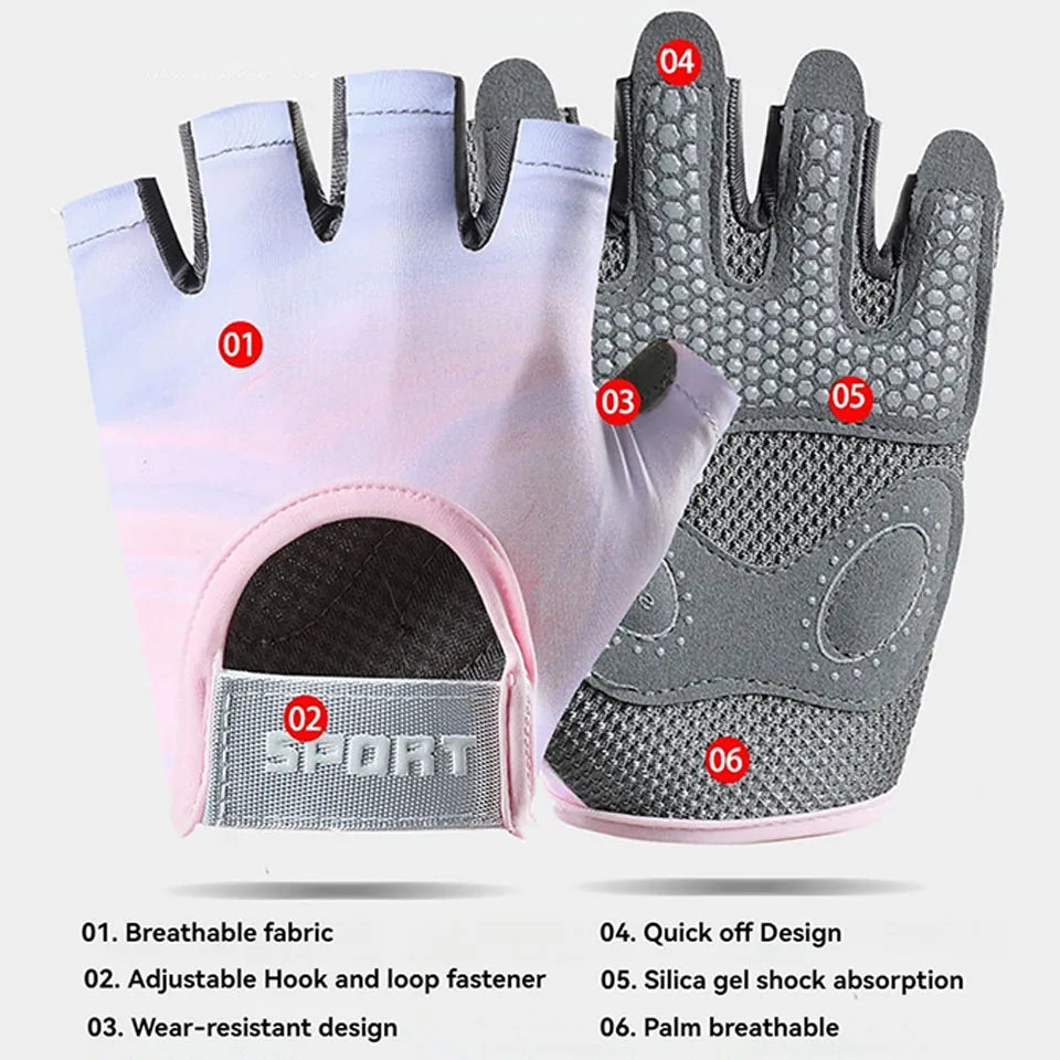 Cycling Gloves Half Finger Anti Slip Breathable Gym MTB Fitness