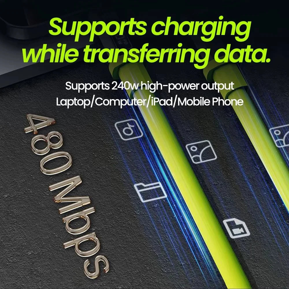 240W USB-C to USB-C Fast Charging Cable 1m 1.5m 3m Type-C