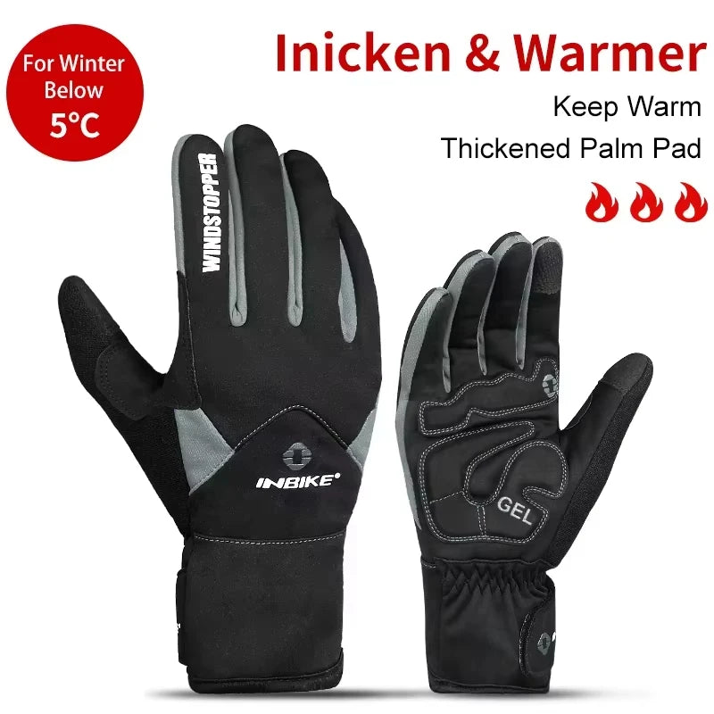 Winter Cycling Gloves Waterproof Touchscreen Fleece Thermal Bike