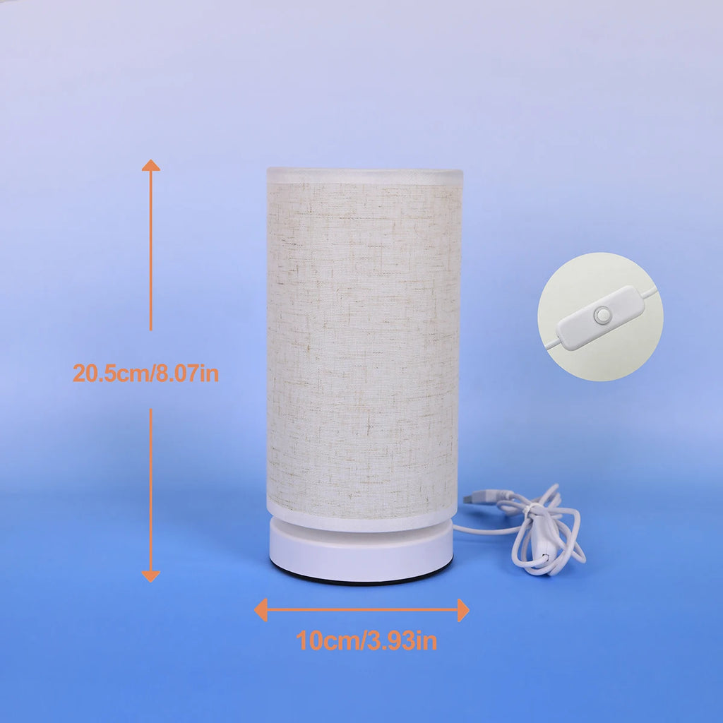 Fabric Cylinder Desk Lamp for Bedroom & Home Lighting