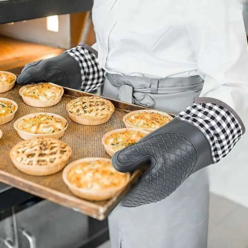 Silicone Insulated Gloves Heat Resistant Anti-Slip Kitchen Oven Mitts