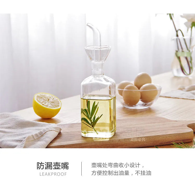 High Borosilicate Glass Oil Pot Leakproof Oil & Vinegar Dispenser Bottle