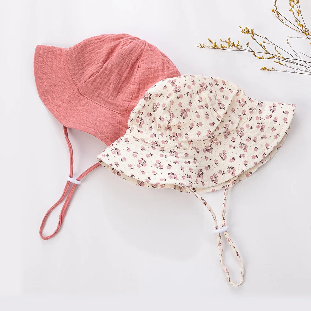 Floral Baby Bucket Hat UK Adjustable Infant Sun Cap