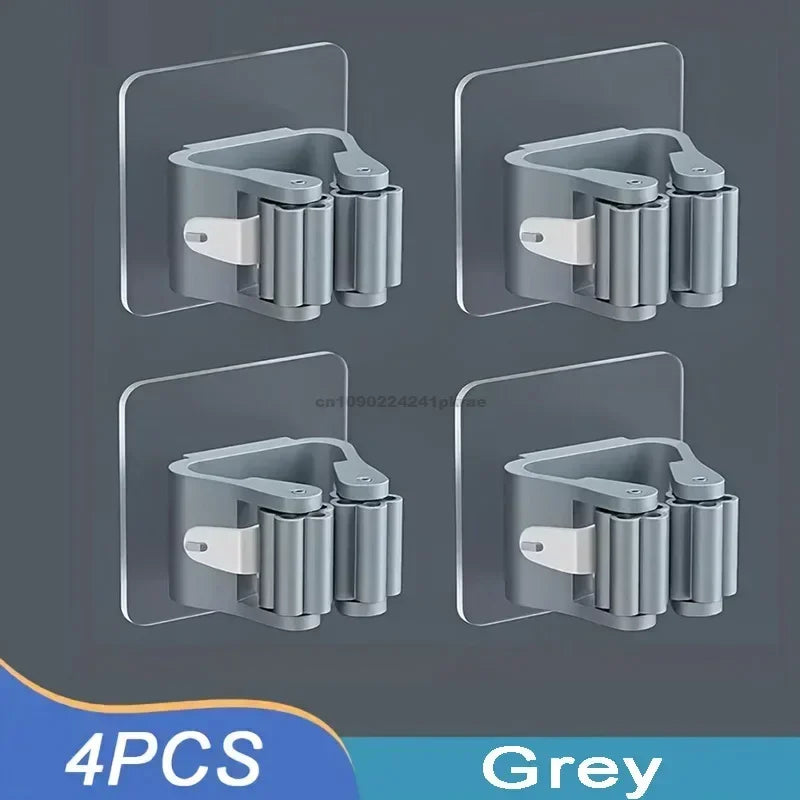 Self-Adhesive Mop Holder Wall Mounted Broom & Mop Organizer