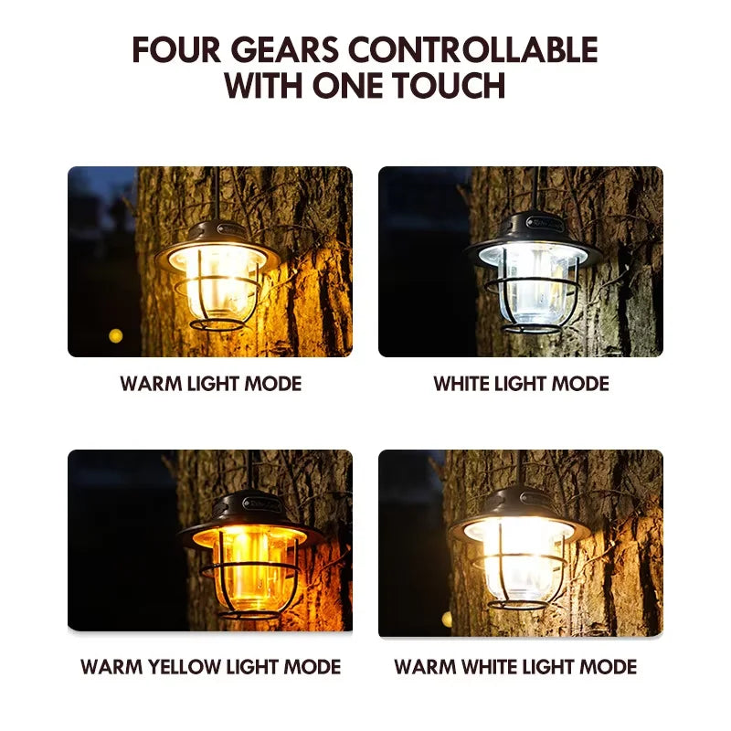 Retro LED Camping Lantern Rechargeable Outdoor Hanging Light