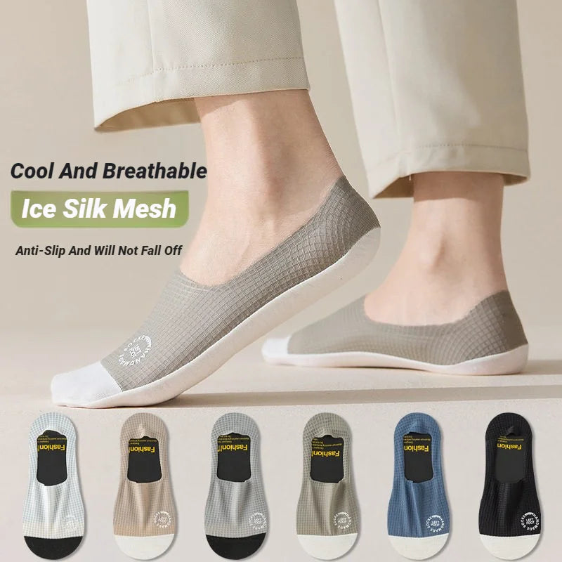 Men Invisible Socks Breathable Mesh Waffle No Show Summer Thin
