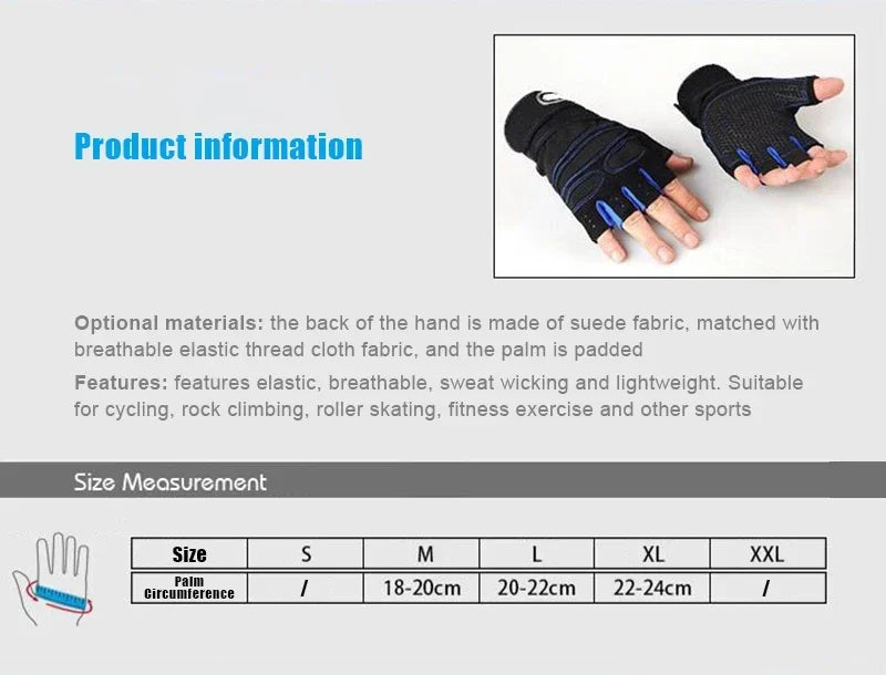 Weight Lifting Gloves Workout Gym Wrist Wrap Half Finger Men Women Pro