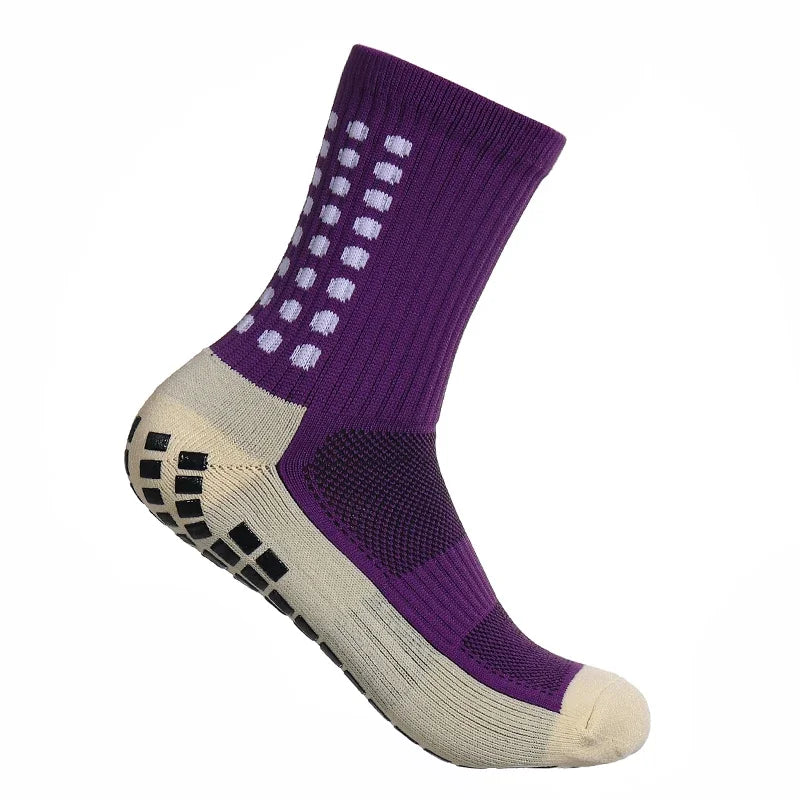 Men Non Slip Grip Football Socks Mid Calf Anti Slip Sports Running
