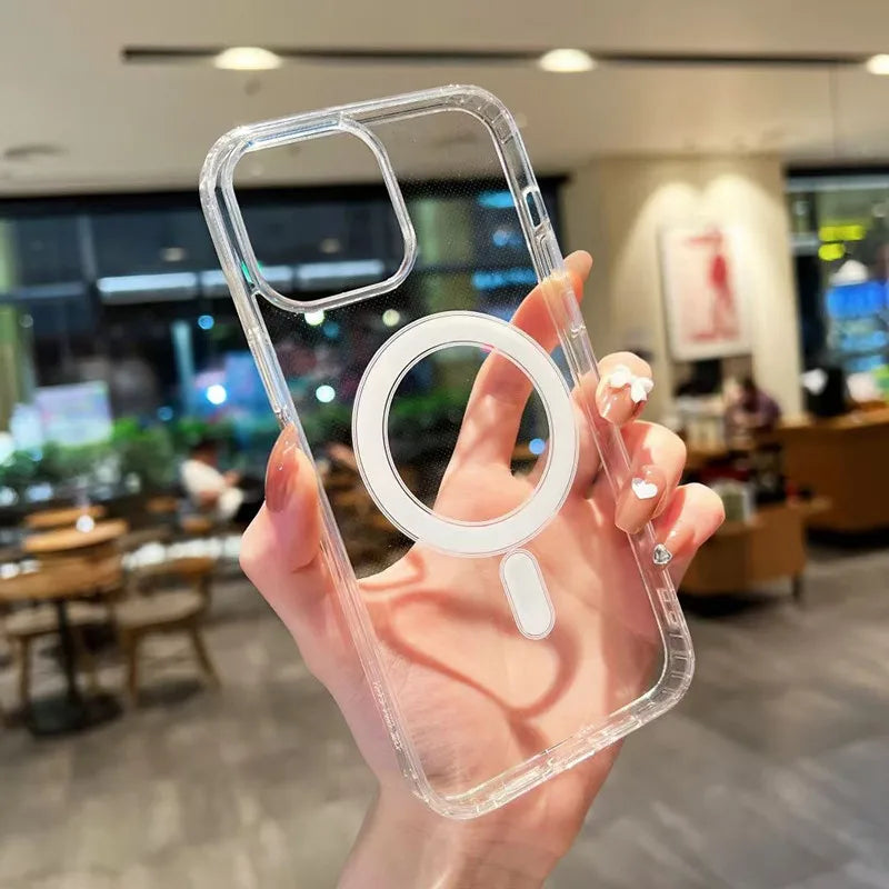 Clear MagSafe Magnetic Case for iPhone 11 12 13 14 15 16 17 Pro Max