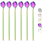 6Pcs Gold Ice Spoon Set – Long Handle Stainless Steel Coffee & Tea Stir Spoons
