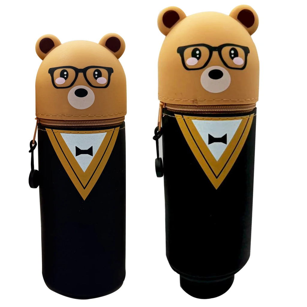 Cute Animal Silicone Pencil Case 2-in-1 Zipper Pen Pouch