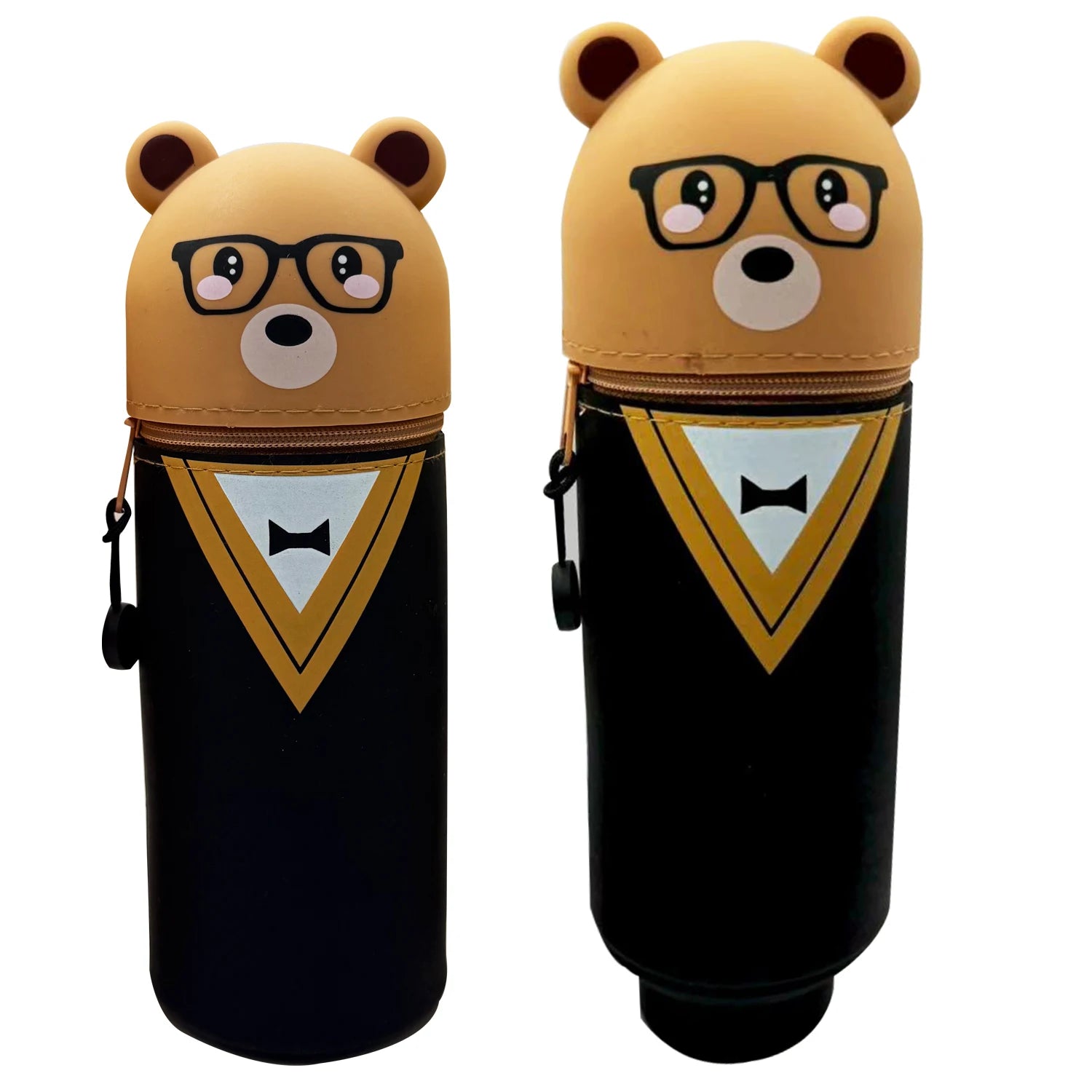 Cute Animal Silicone Pencil Case 2-in-1 Zipper Pen Pouch