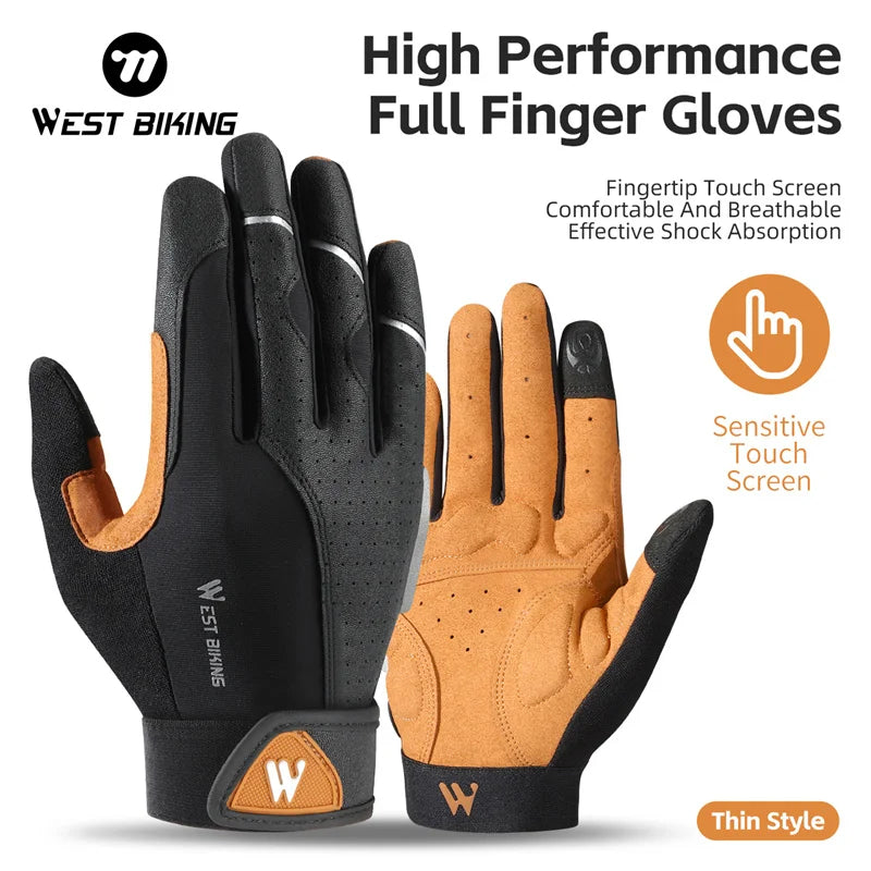 WEST BIKING Breathable Full Finger Cycling Gloves MTB Gym Main image
