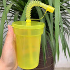 Neon Sipper Cups Reusable Spill Proof Cups with Lid & Straw