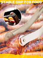 BBQ Sausage Tongs UK Stainless Steel Grill Cooking Tongs