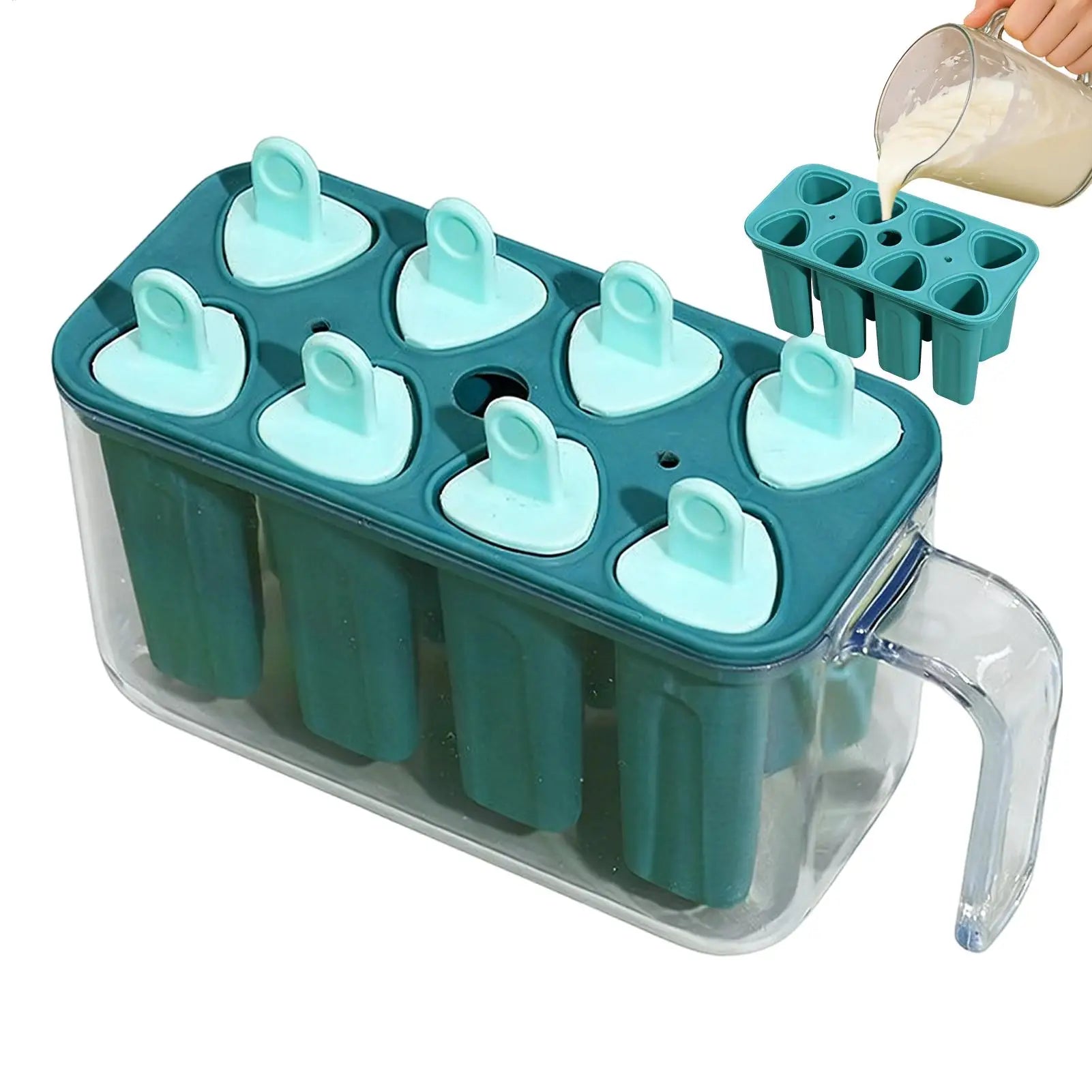 8 Grid Silicone Ice Pop Mold – Reusable DIY Ice Lolly Maker Tray