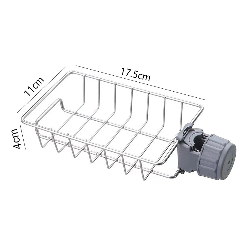 Kitchen Sink Drain Rack Faucet Sponge & Soap Storage Organizer