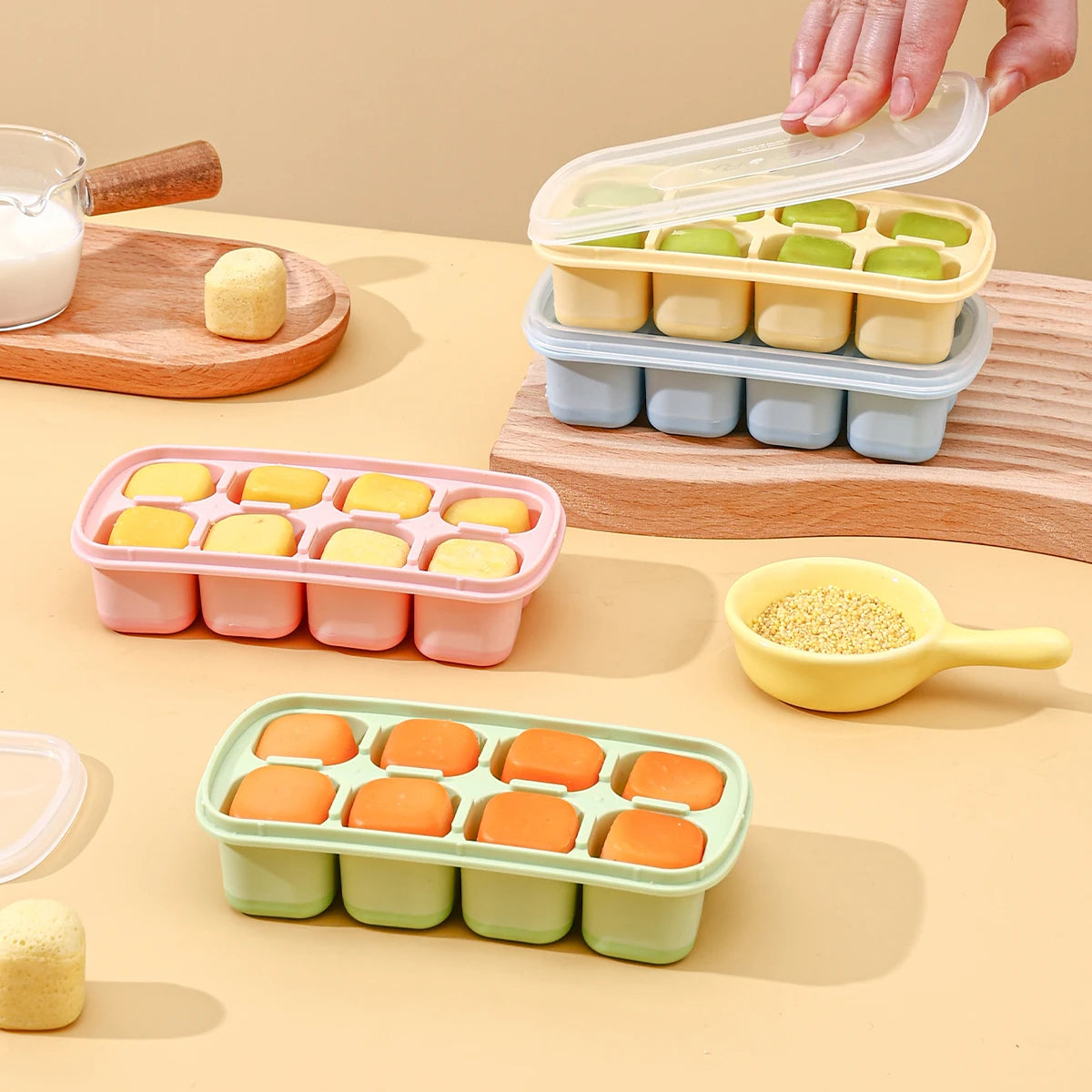 Mini Silicone Ice Cube Tray UK 8 Grid Ice Mold With Lid| Whisky Ice Maker Main image