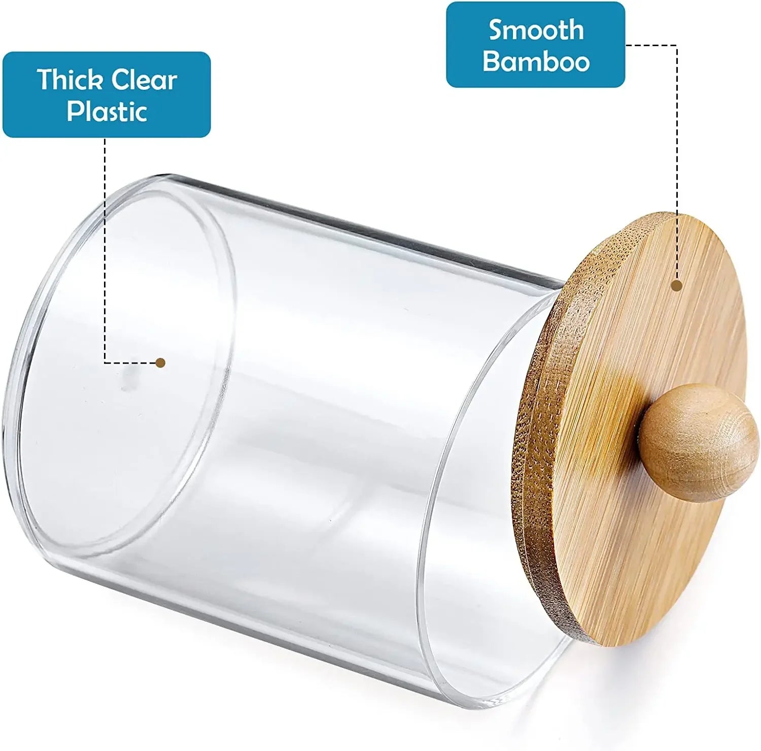 Acrylic Cotton Pad Holder Bamboo Lid Organizer