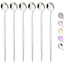 6Pcs Gold Ice Spoon Set – Long Handle Stainless Steel Coffee & Tea Stir Spoons