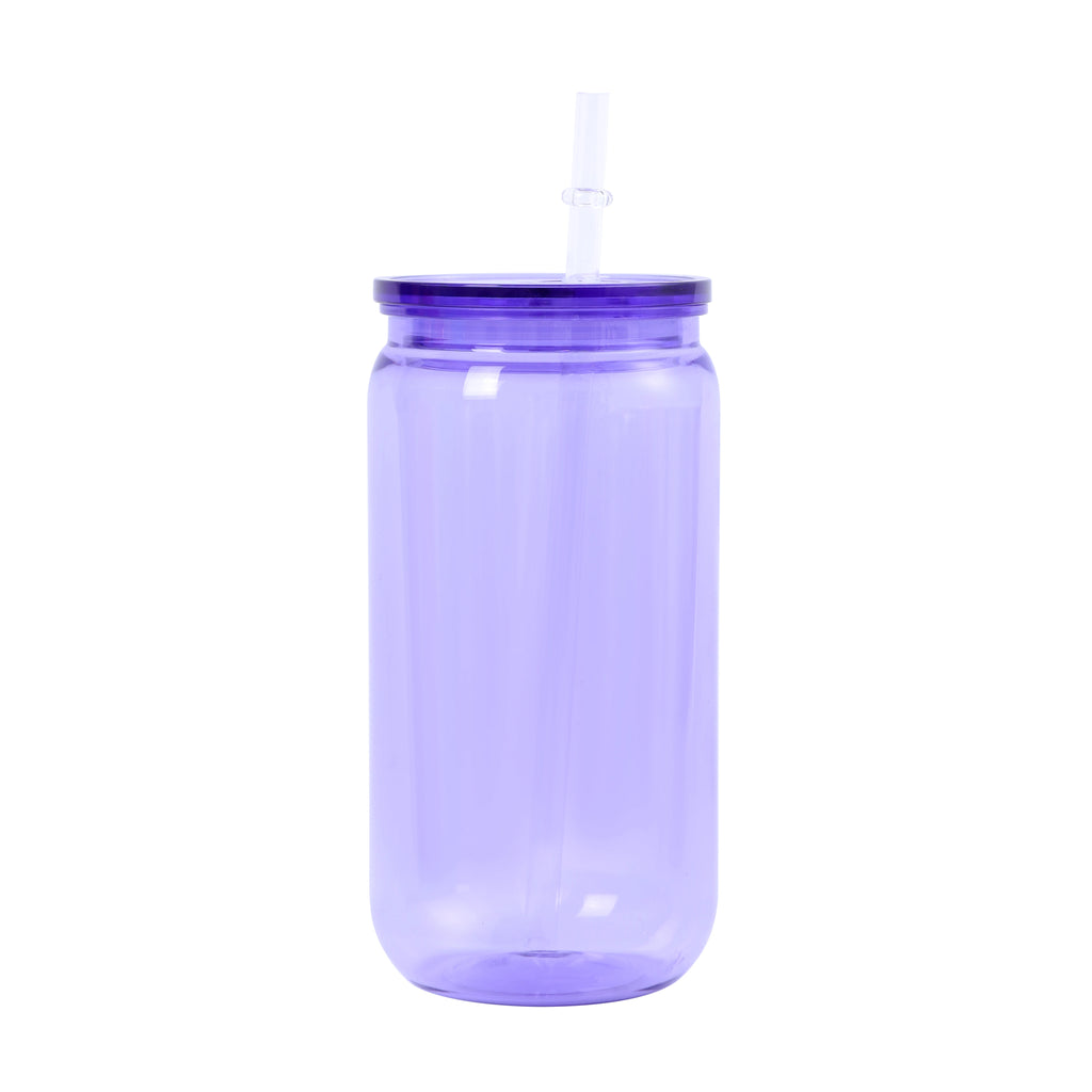 16oz Colorful Plastic Cup with Straw Reusable Drink Tumbler