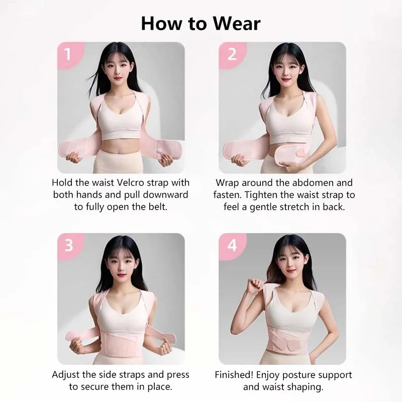 Adjustable Spine Alignment Belt Back Support Waist Trainer Brace