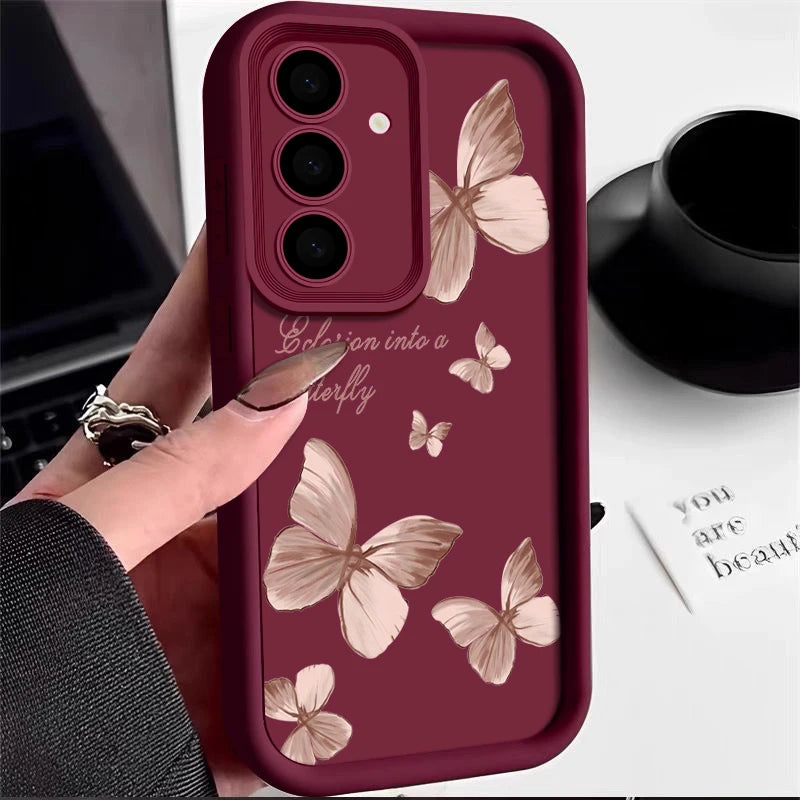 Gold Butterfly TPU Case for Samsung Galaxy S22 S23 S24 S25 S26