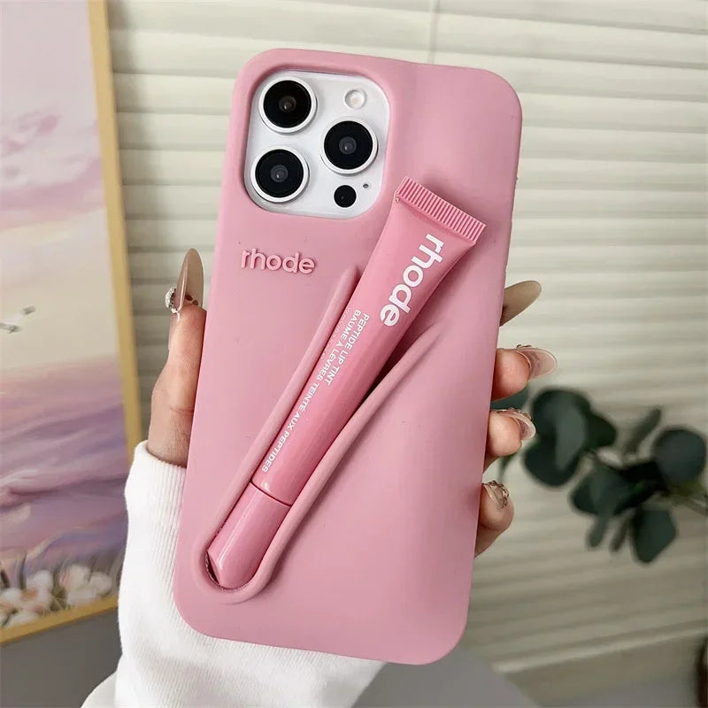Lemontini Lip Gloss Holder Case for iPhone 17 16 15 14 13 12 Pro Max