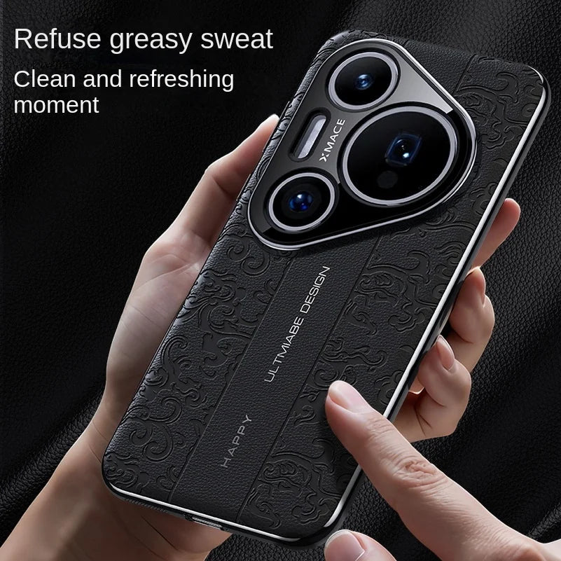 Embossed Leather Case for Huawei Pura 80 70 Ultra Pro & P60 Cover
