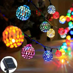 Solar Moroccan Ball String Lights Outdoor Fairy Decor