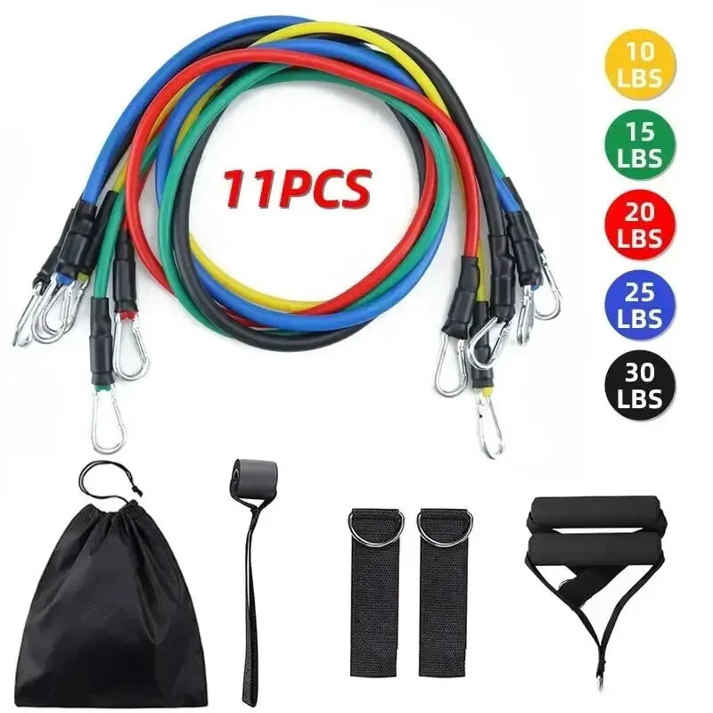 11 Piece Resistance Bands Set Home Gym Fitness Chest Expander Training