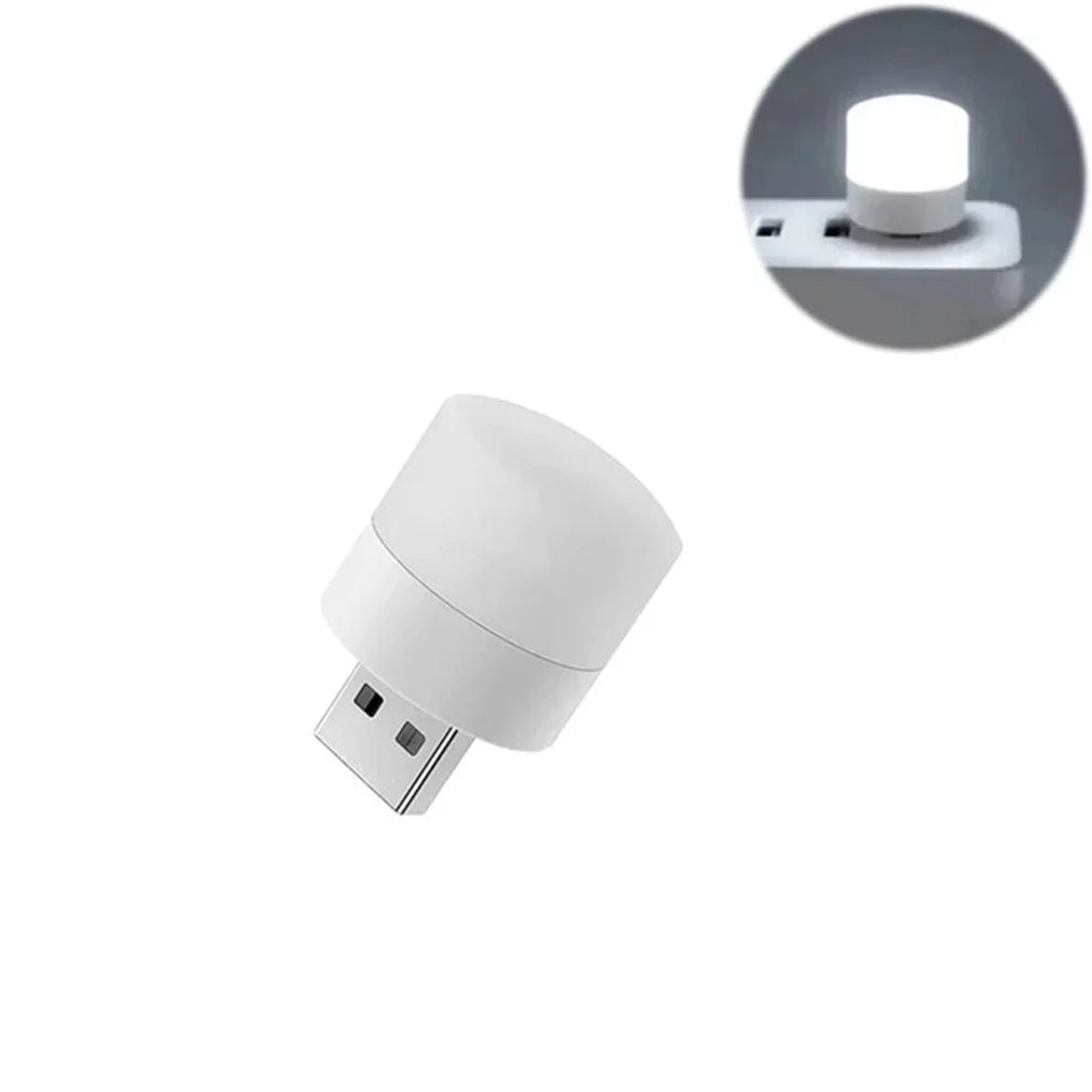 LED Night Light Mini Portable Colorful USB Plug Round Book Lamp