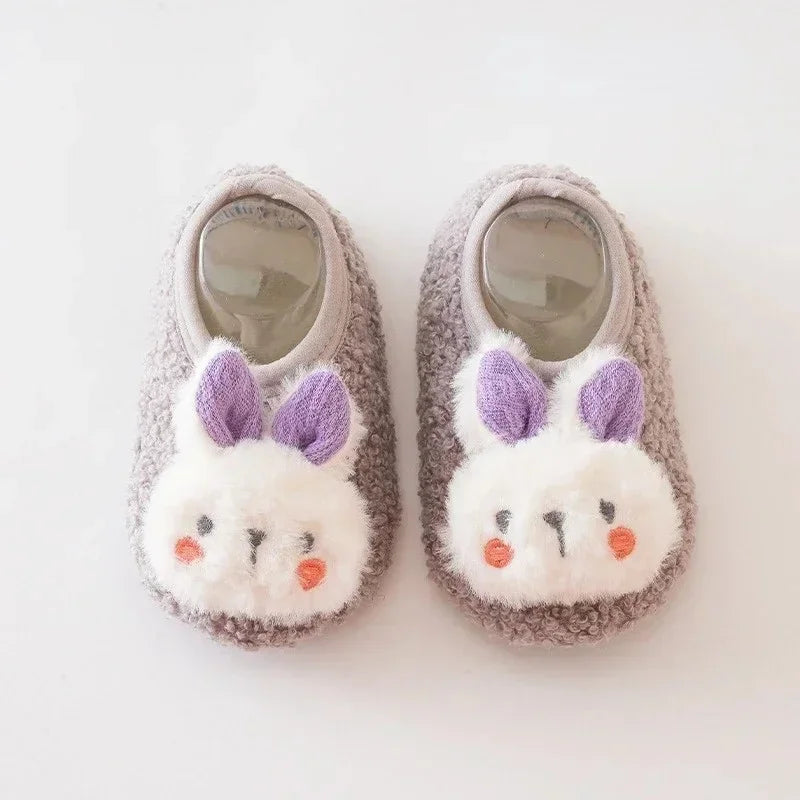 Cartoon Rabbit Baby Slippers Plush Warm Anti-Slip Toddler Shoes