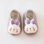Cartoon Rabbit Baby Slippers Plush Warm Anti-Slip Toddler Shoes