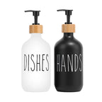Black Dish Soap Dispenser Set Refillable Kitchen Sink Soap & Detergent Bottles