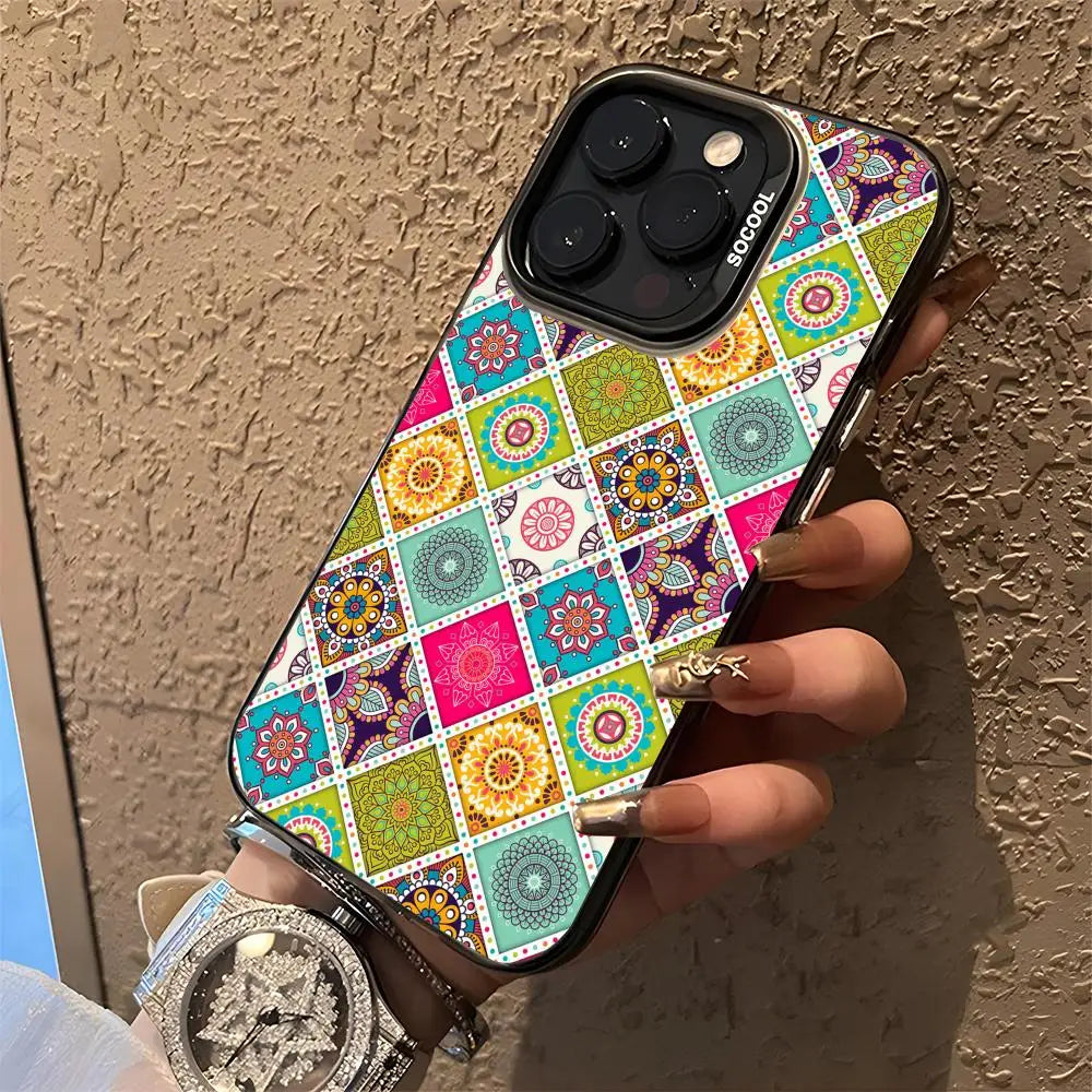 Iridescent Mandala TPU Case for iPhone 17 16 15 14 13 12 Pro Max Cover
