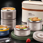 304 Stainless Steel Insulated Lunch Box Double Layer Sealed Food Container with Bag