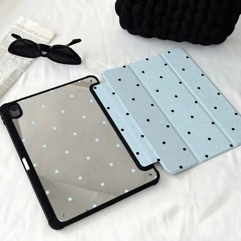 Black Polka Dots Trifold Case for iPad Air Pro Mini 10.2 10.9 Cover