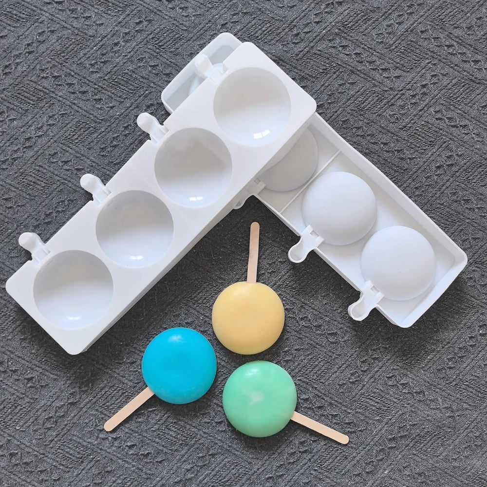 4 Hole Silicone Ice Cream Mold – Semi-Circular DIY Ice Cream Tray Maker