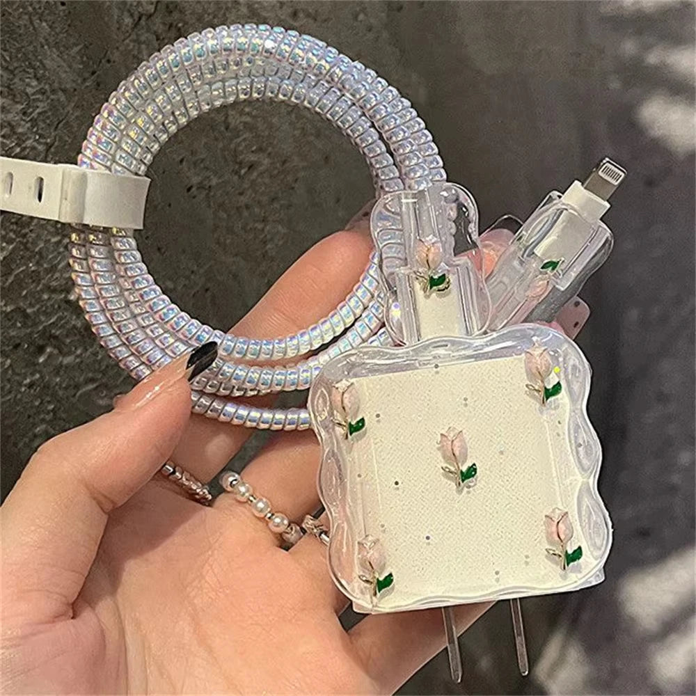 Cute Tulip Fast Charger Protector for iPhone 18W-20W