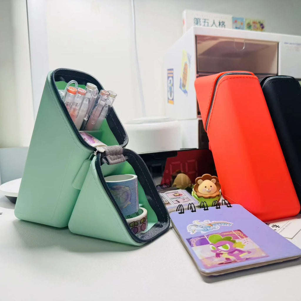 Silicone Pencil Case Large Capacity Gradient Stationery Organizer