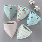 5PCS Baby Bandana Bibs Cotton Saliva Towel Waterproof Scarf