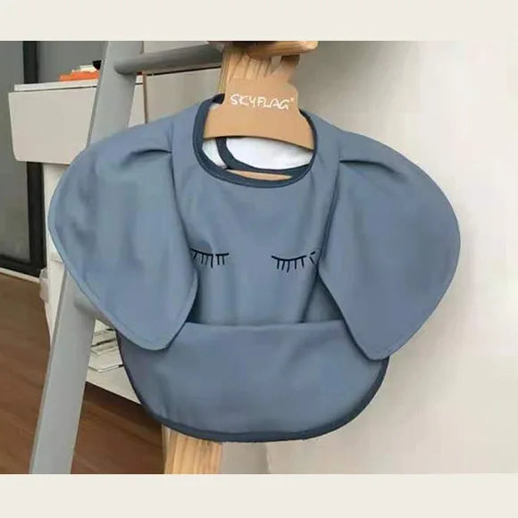 Waterproof Baby Bib with Pocket Soft PU Feeding Bib for Kids
