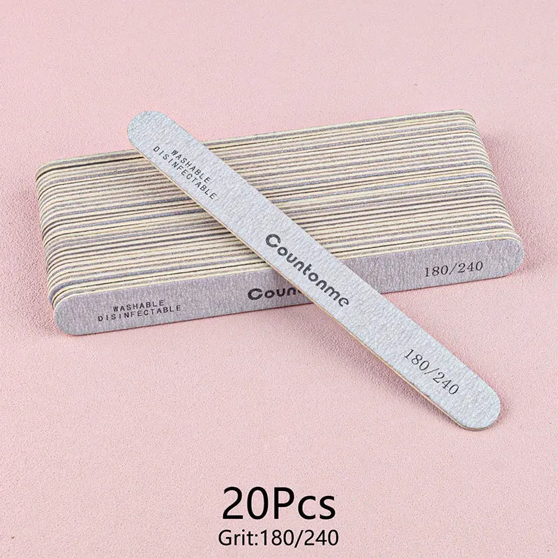 Wooden Nail File Set 100/180 Grit Manicure Pedicure Buffer