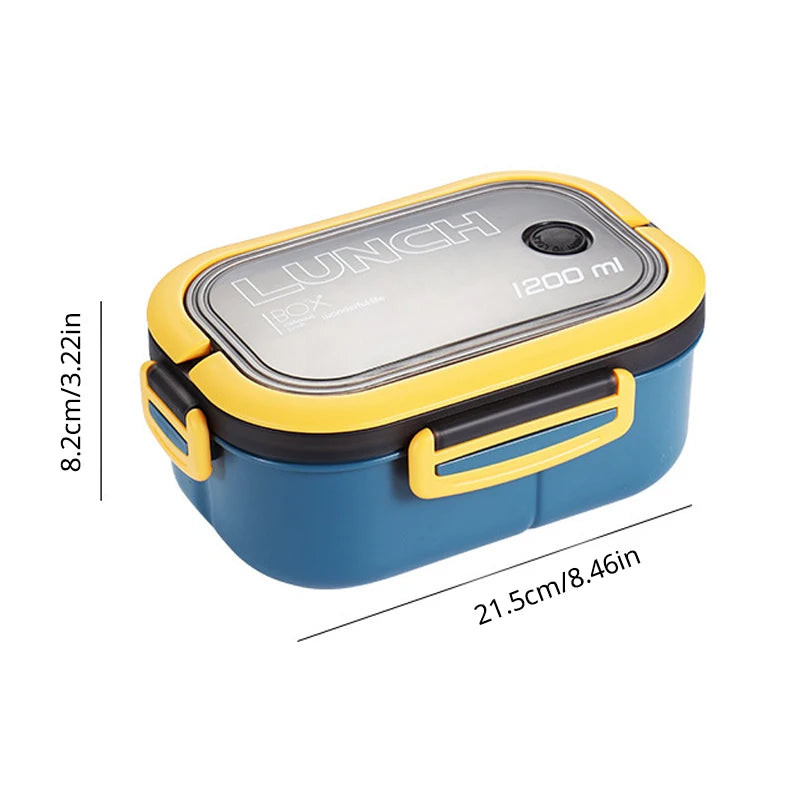 Portable Double Layer Lunch Box Microwave Safe Bento Food Container with Cutlery